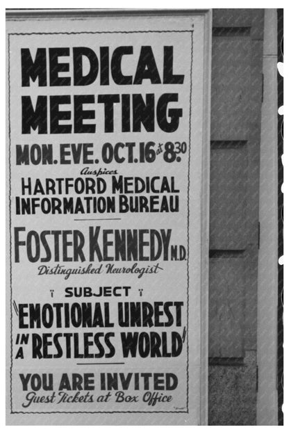 Hartford Connecticut Roadside Sign 1939 October