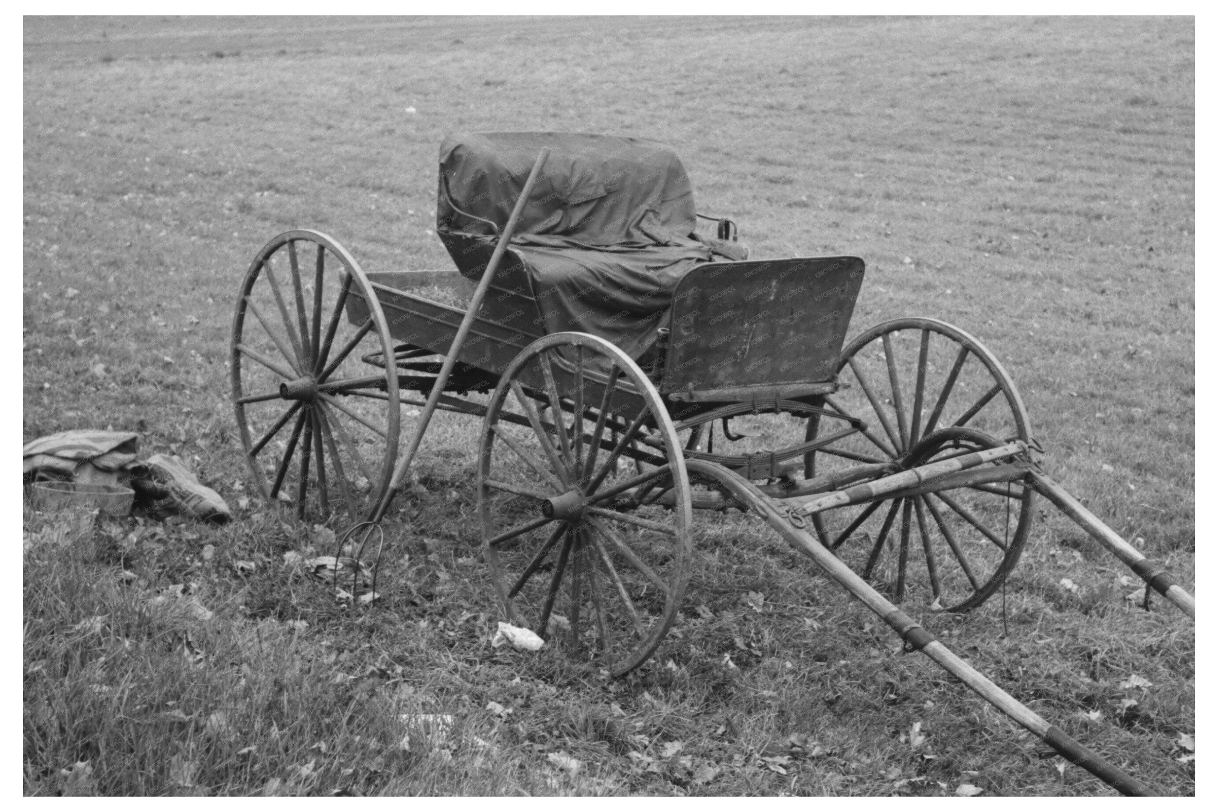 Horse-Drawn Buggy and Pitchfork on Massachusetts Farm 1939