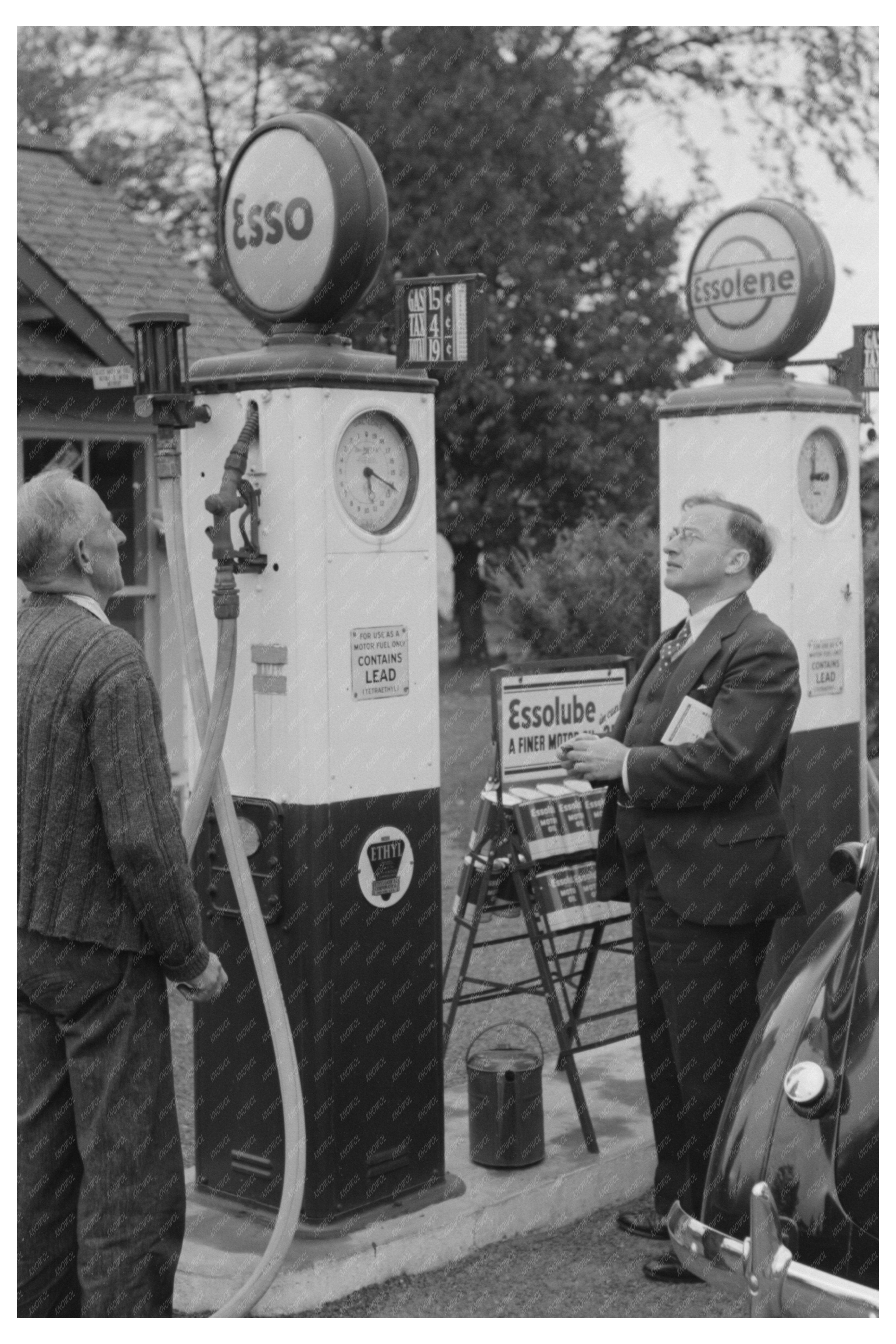 Vintage Filling Station near Northampton Massachusetts 1939