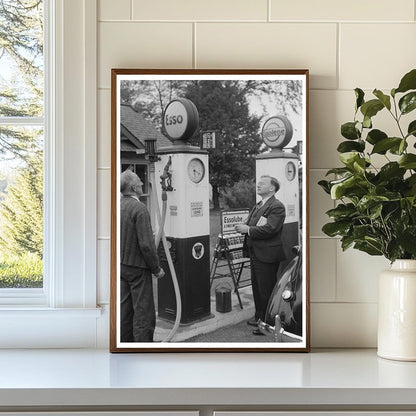 Vintage Filling Station near Northampton Massachusetts 1939