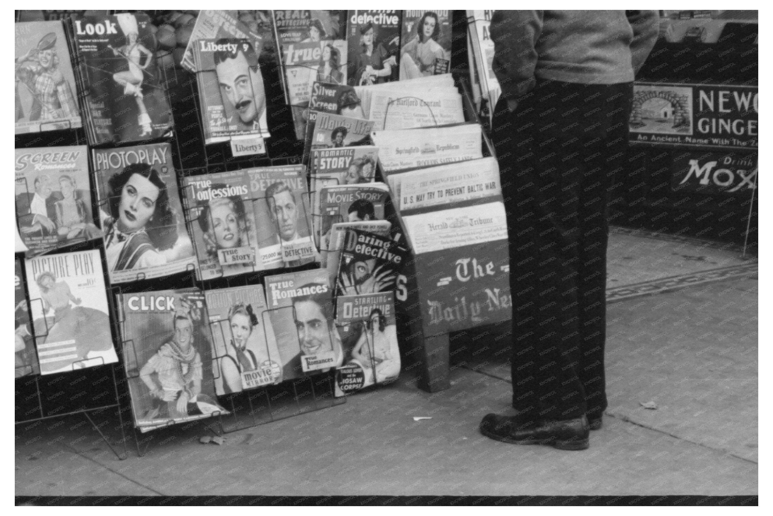 Vintage Magazine Stand in Windsor Locks Connecticut 1939