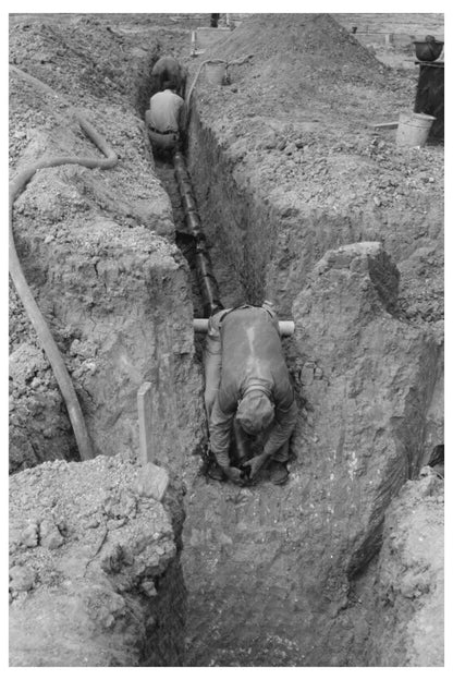 Workers Laying Sewer Pipe in Sinton Texas 1939