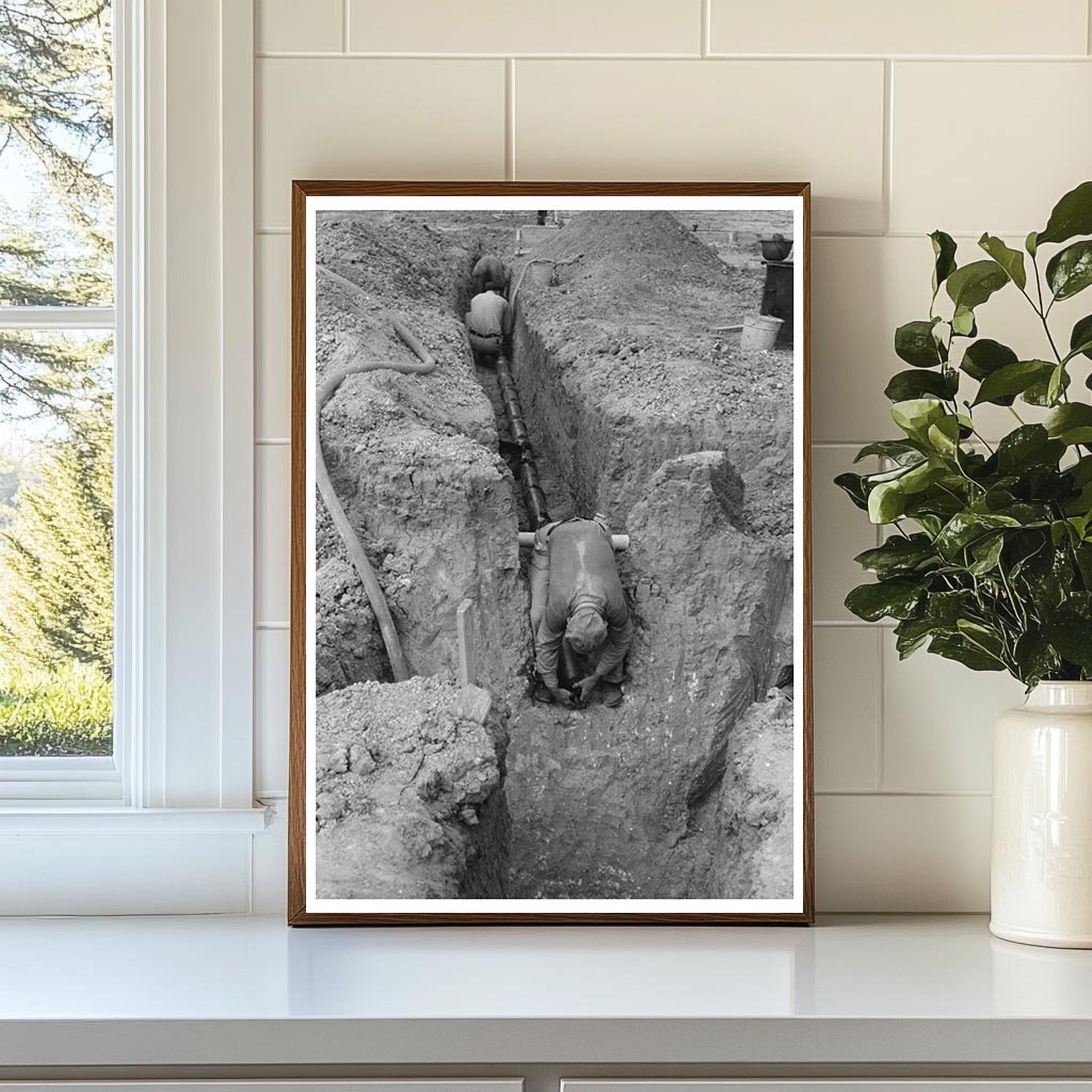 Workers Laying Sewer Pipe in Sinton Texas 1939