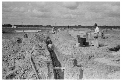 Sewer Pipe Construction at Sinton Texas Migrant Camp 1939