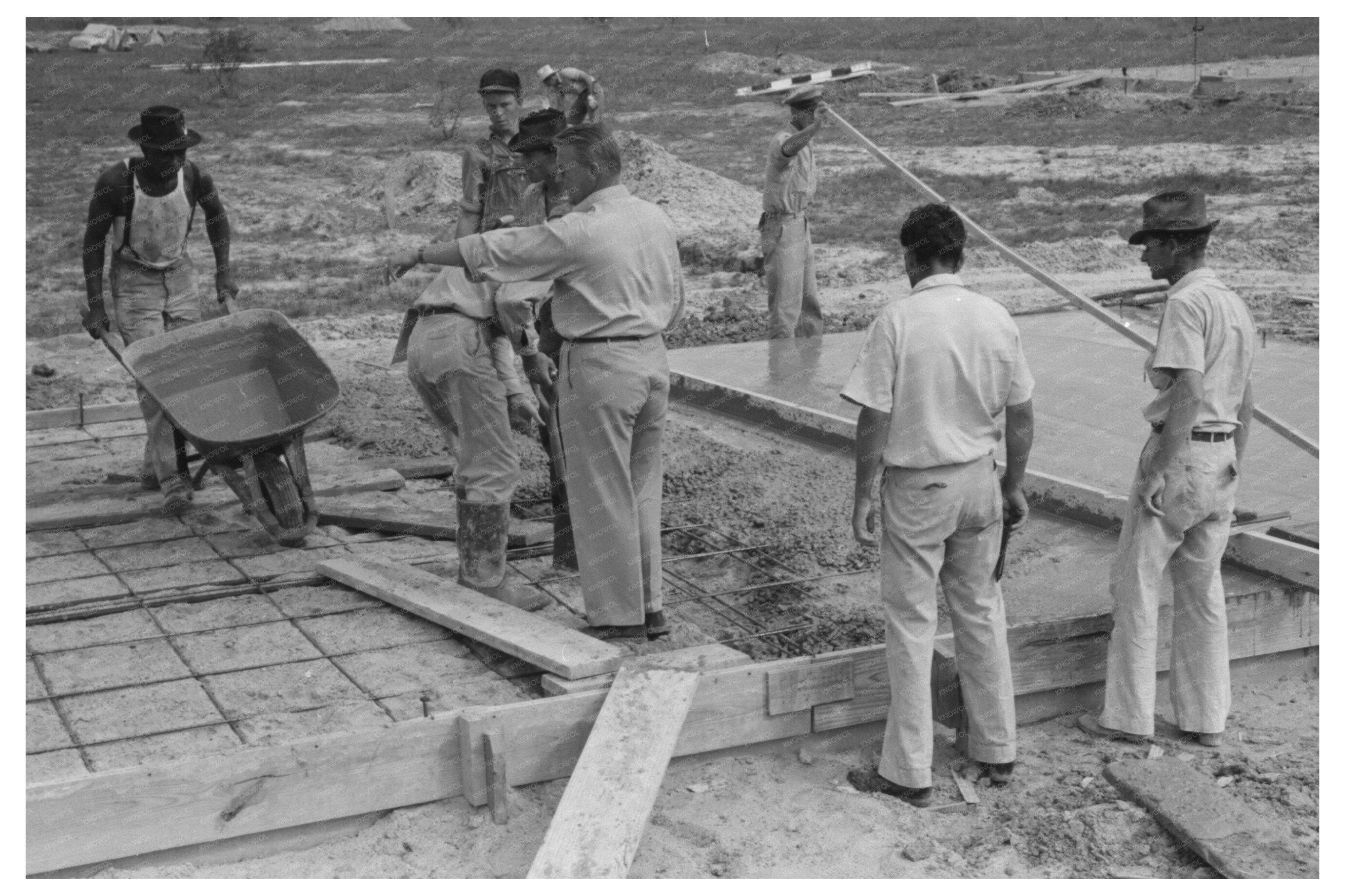 Concrete Floor Smoothing at Sinton Texas Migrant Camp 1939