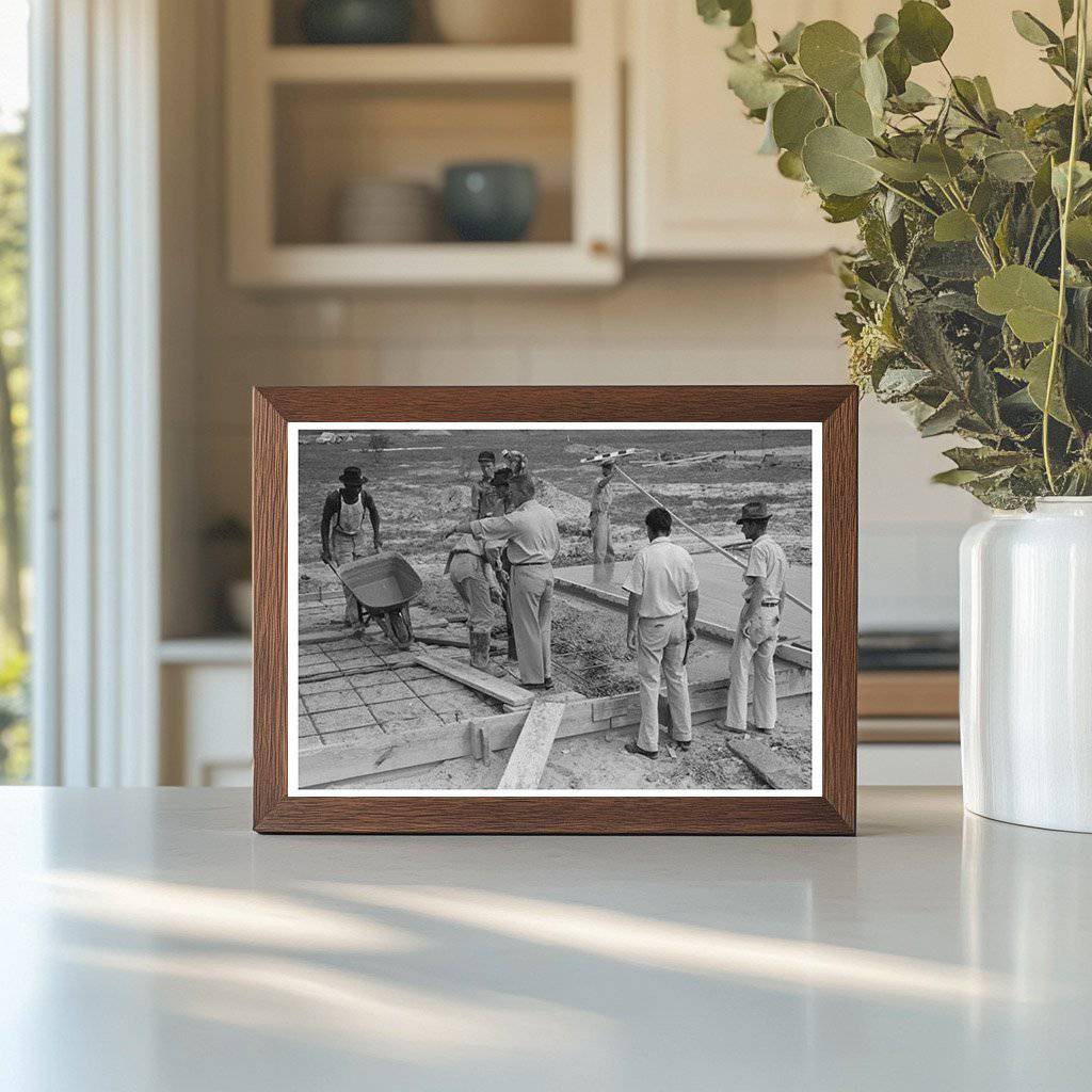 Concrete Floor Smoothing at Sinton Texas Migrant Camp 1939