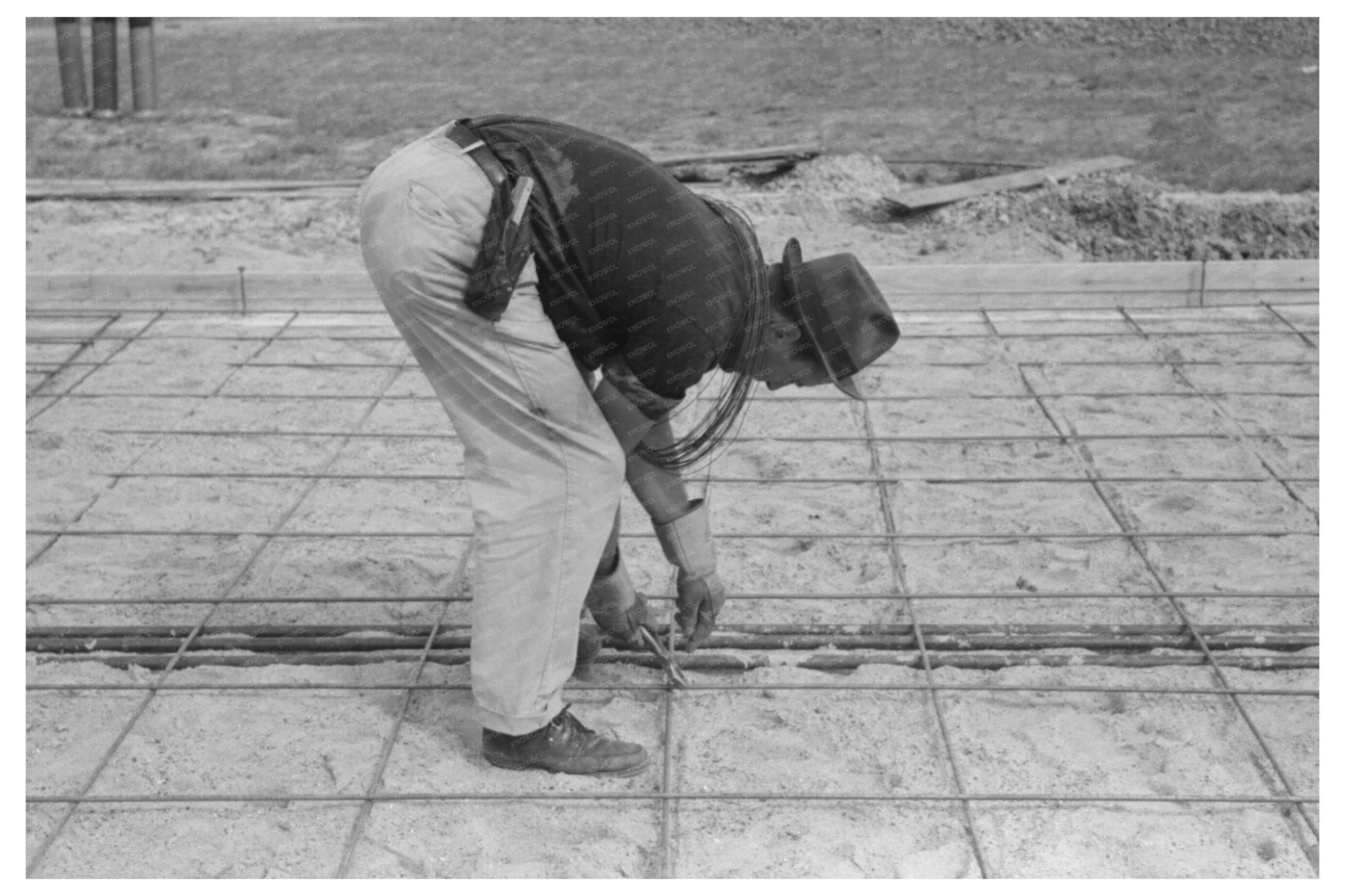 Workers Tying Reinforcement Bars at Sinton Texas Camp 1939