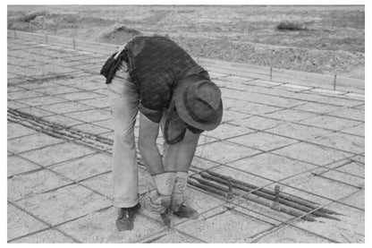 Workers Tying Iron Bars at Sinton Texas Camp 1939