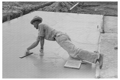 Workers Smoothing Concrete Floor at Migrant Camp 1939