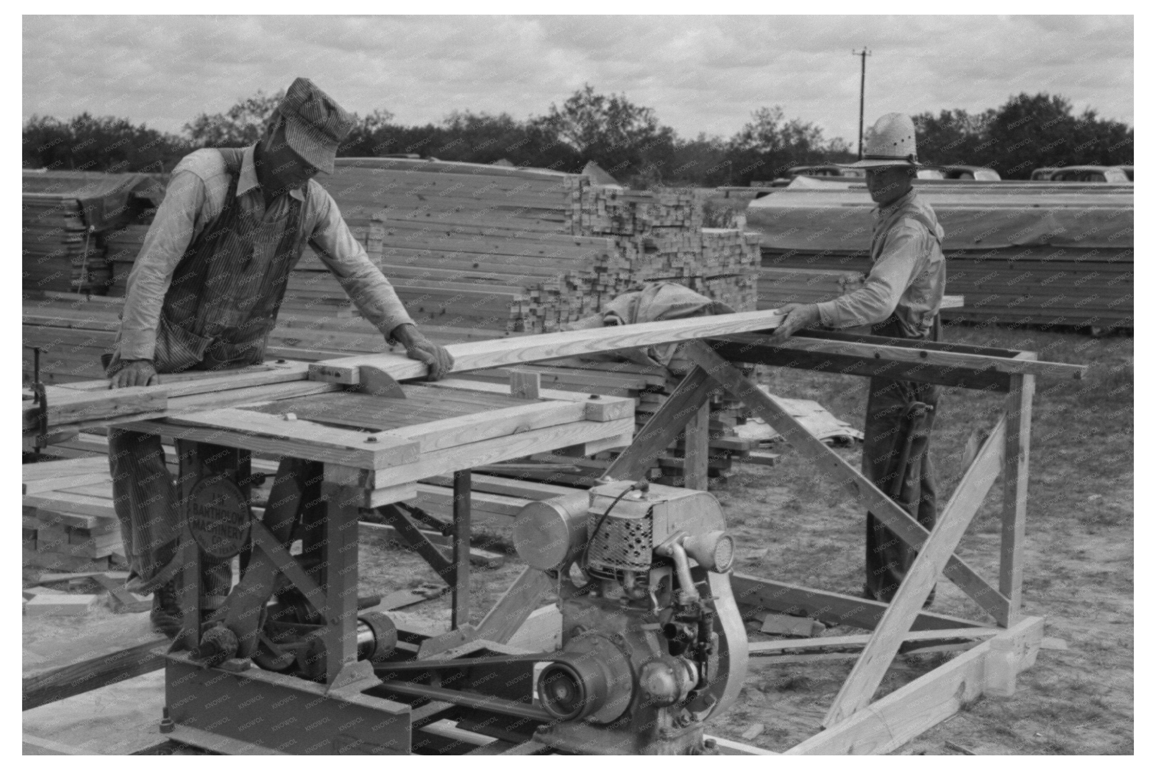 Workers Cutting Two-by-Fours at Sinton Texas Camp 1939