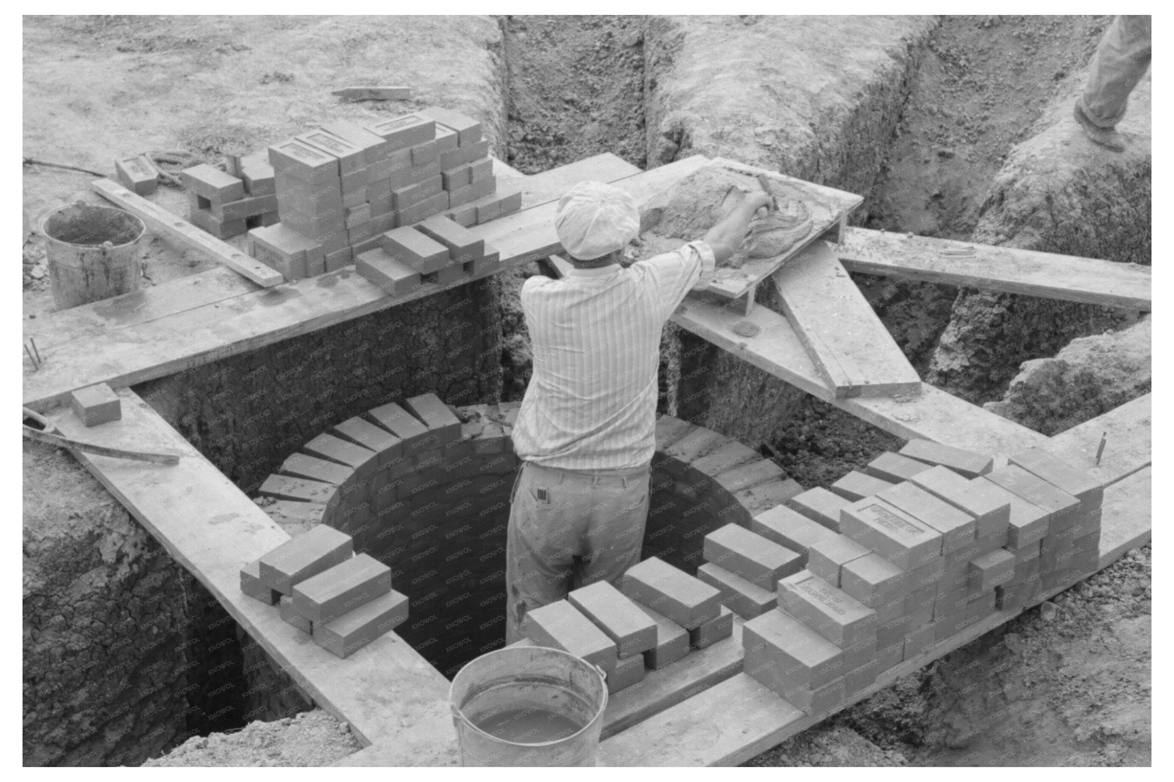 Manhole Construction at Sinton Texas Migrant Camp 1939