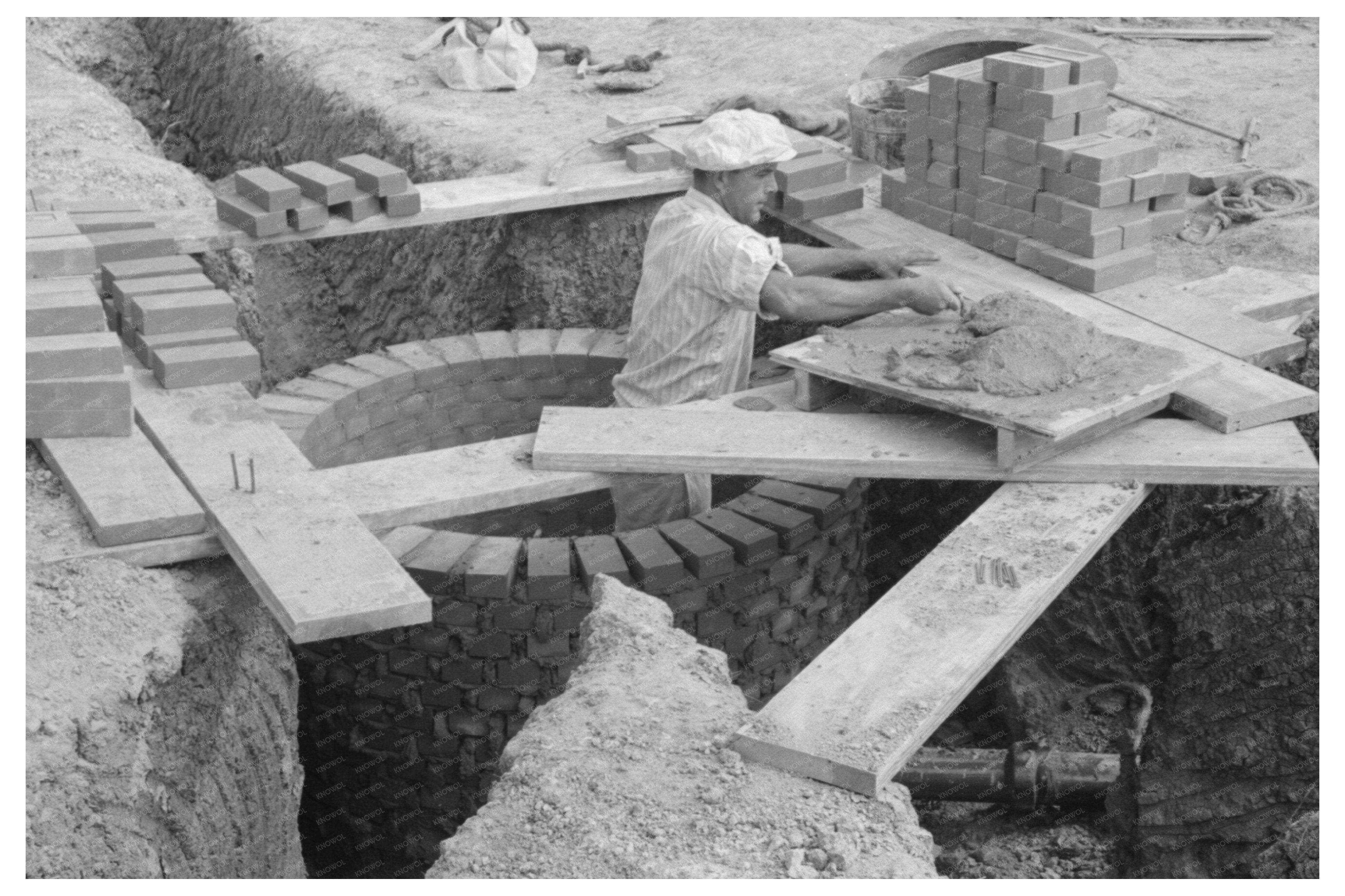 Workers Laying Bricks at Sinton Texas Migrant Camp 1939