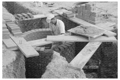 Laborers Laying Bricks at Sinton Texas Migrant Camp 1939