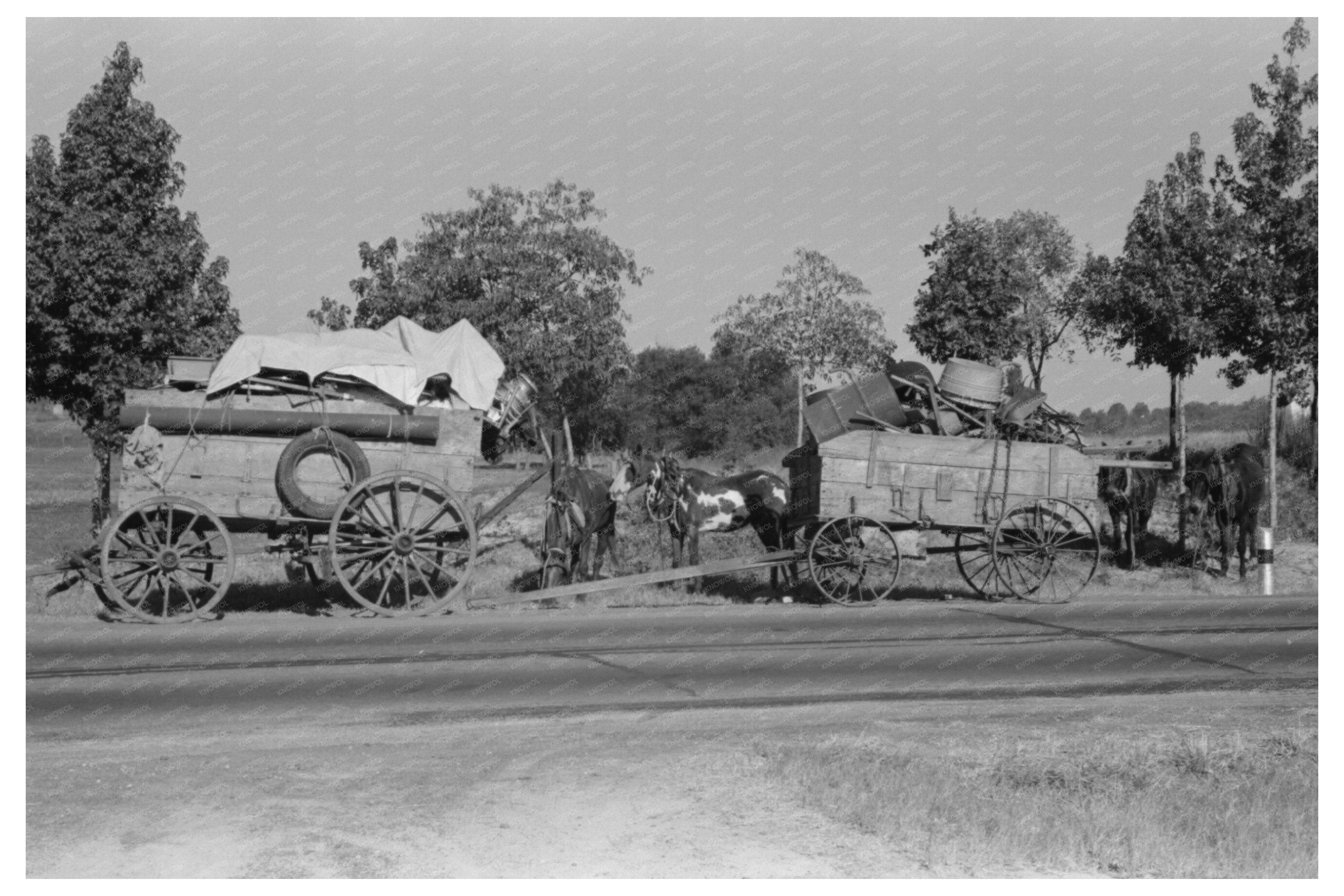 Farmer Repairs Wagon in Smith County Texas 1939