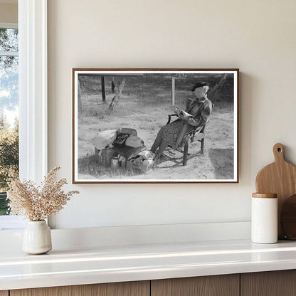 Farmers Wife Reading by Road in Smith County Texas 1939