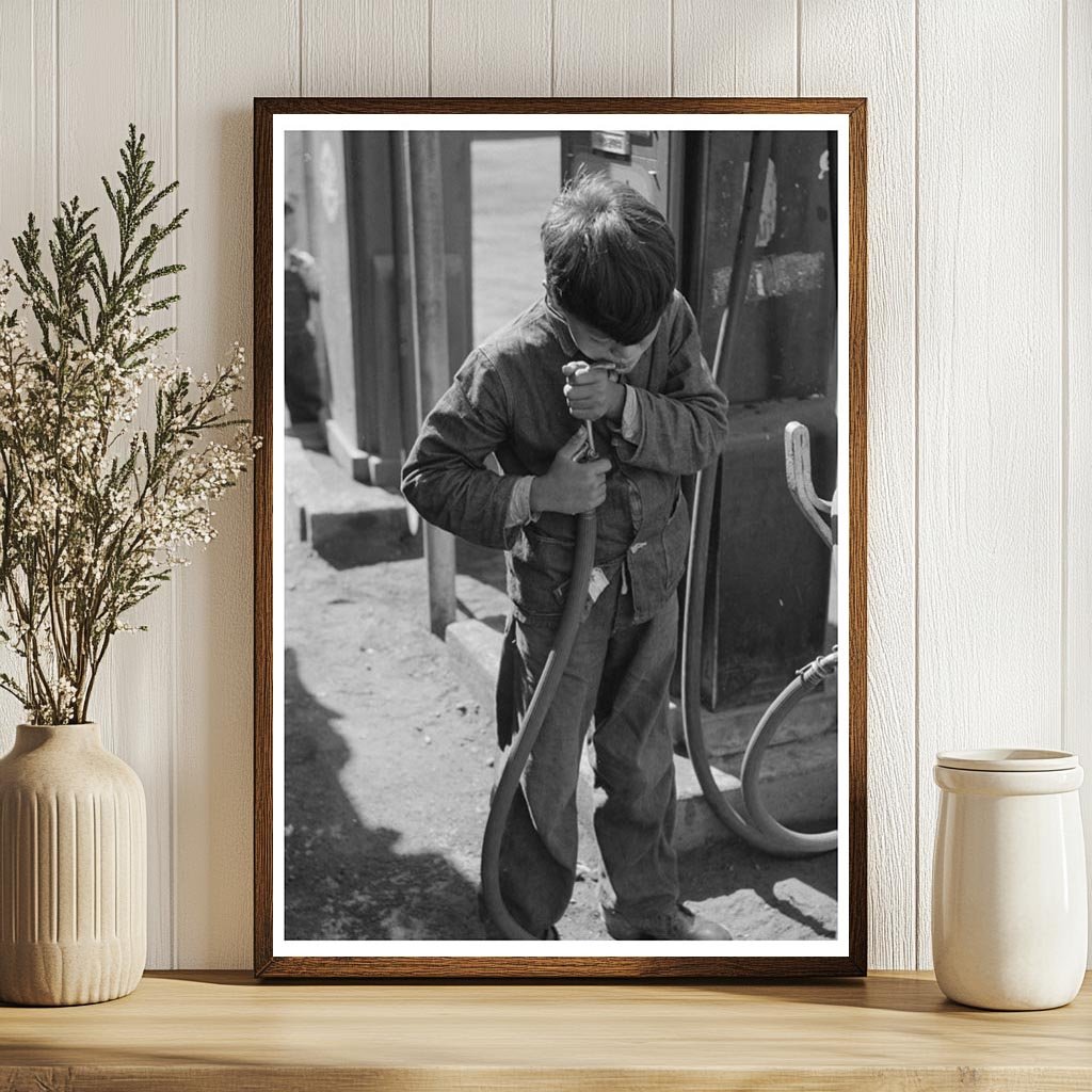 Migrant Boy Drinks from Hose Neches Texas 1939