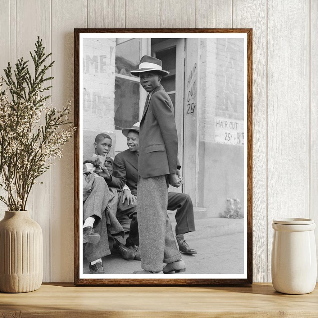 Boys on a Street Bench in Waco Texas 1939