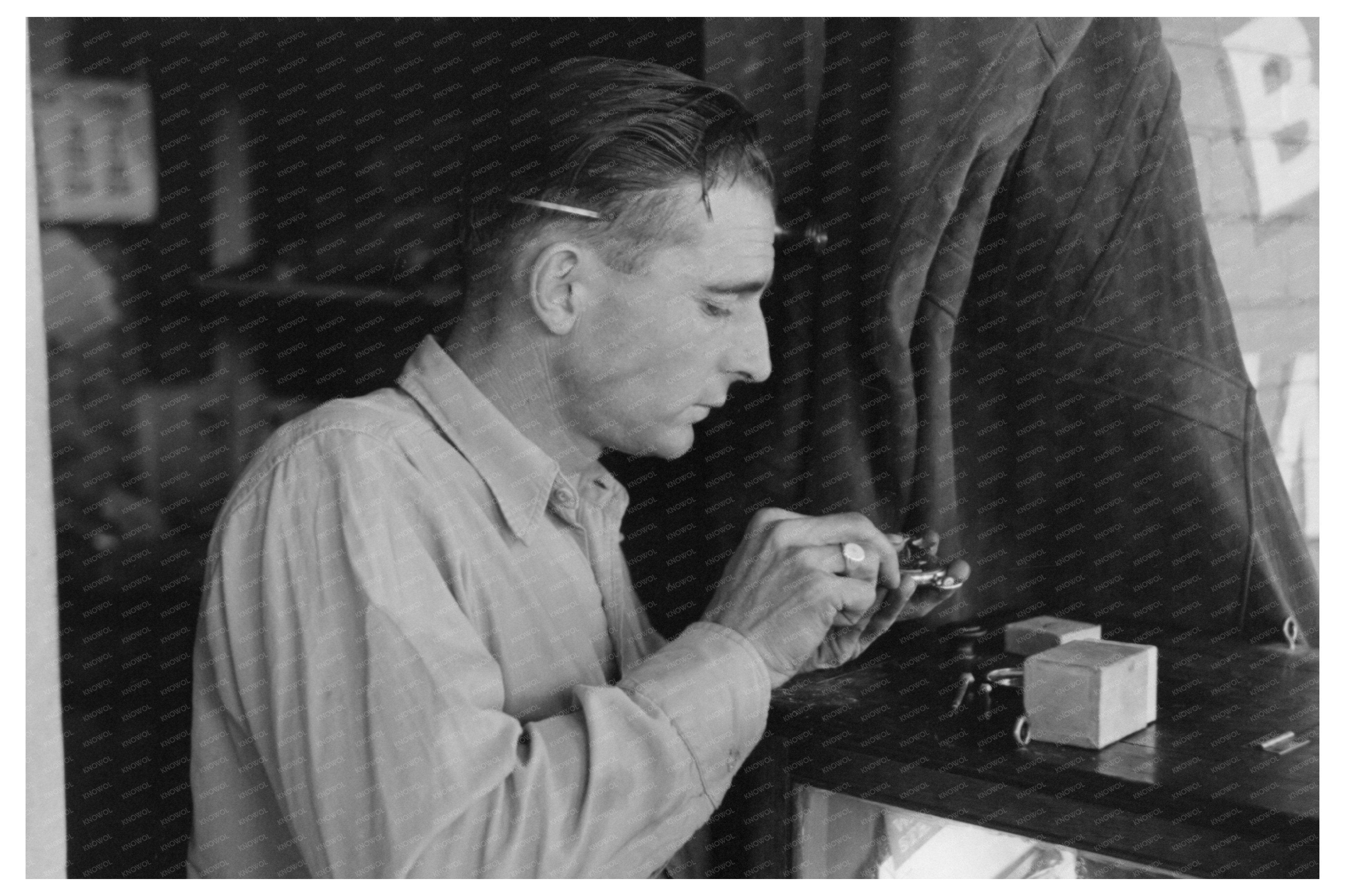 Watch Repairman in Waco Texas November 1939 Vintage Photo