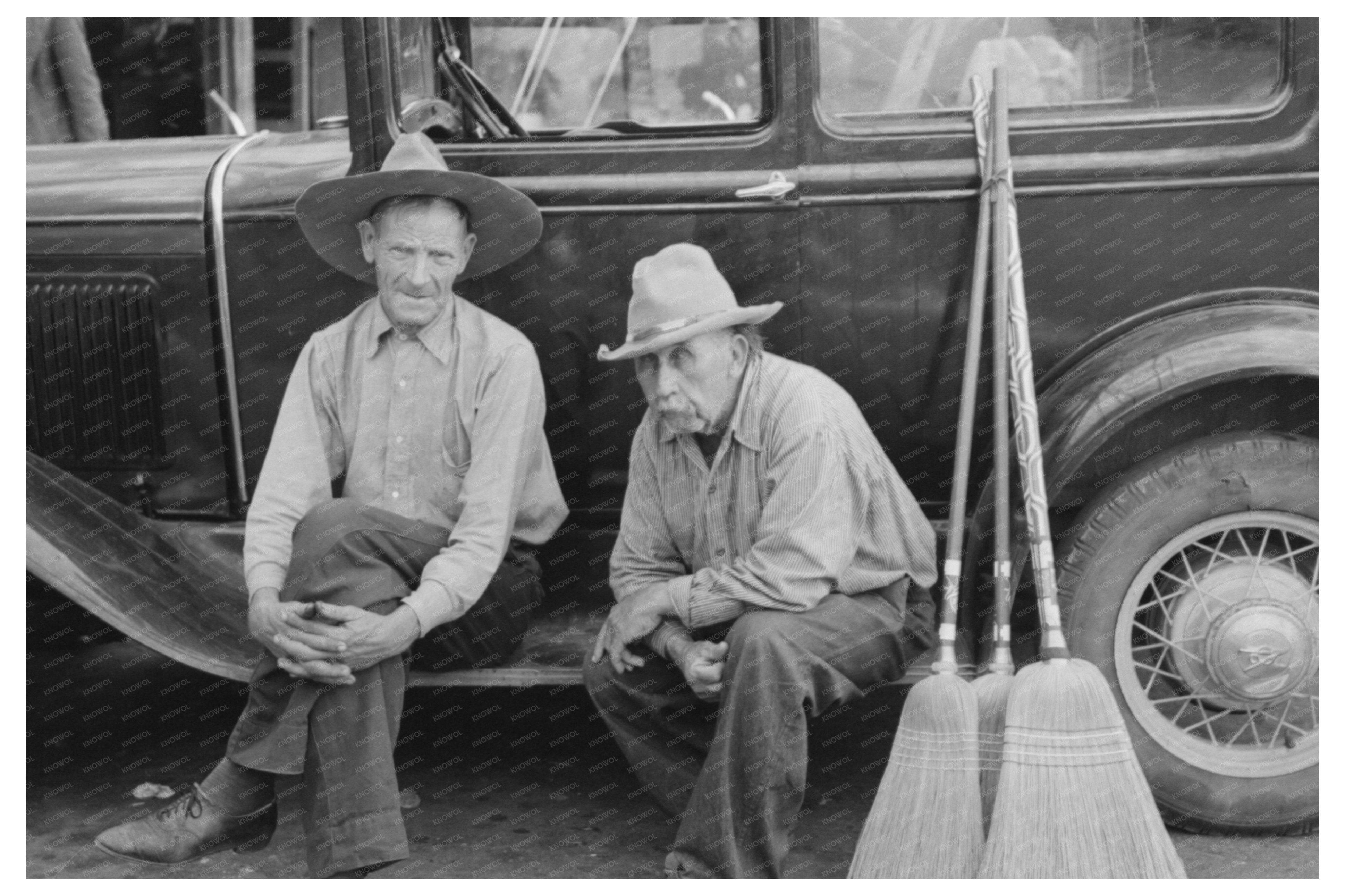 Men Seated on Car in Waco Texas Market Square 1939