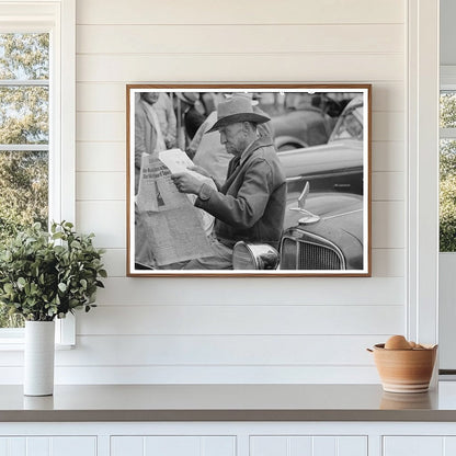 Man Reading Newspaper in Waco Texas November 1939