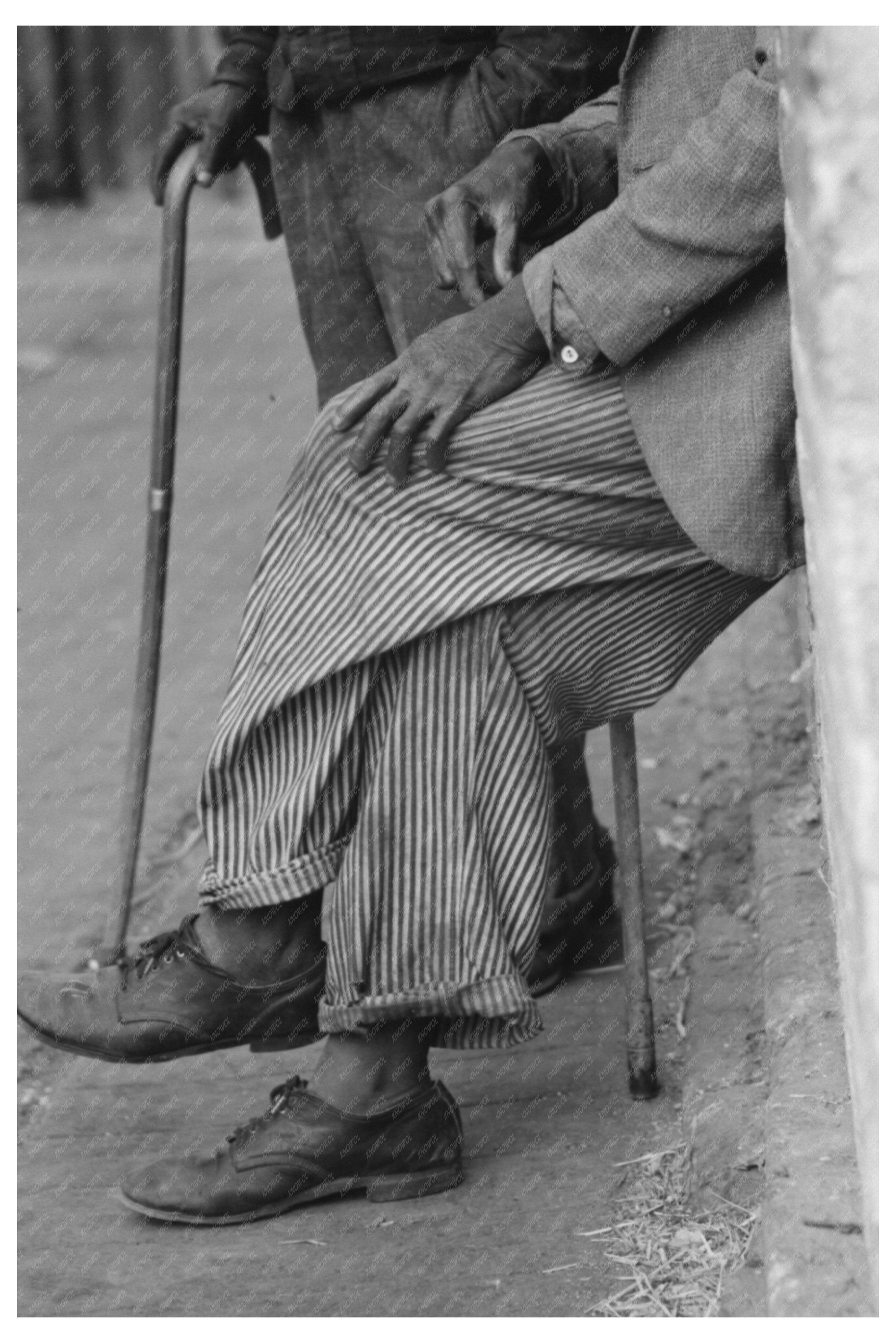 Man with Cane in Waco Texas November 1939 Vintage Photo