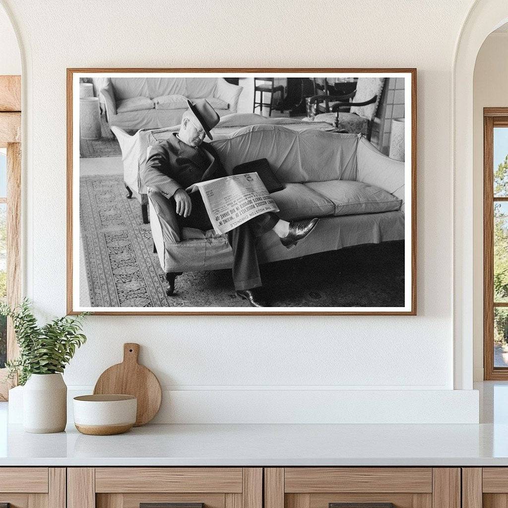 Man Asleep in Hotel Lobby Taylor Texas 1939