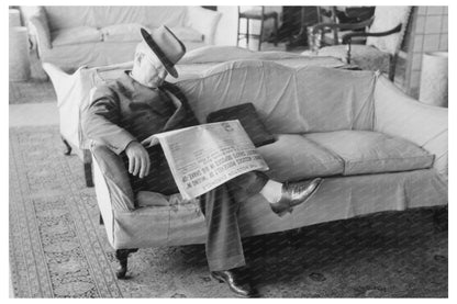 Man Sleeping in Hotel Lobby Taylor Texas November 1939