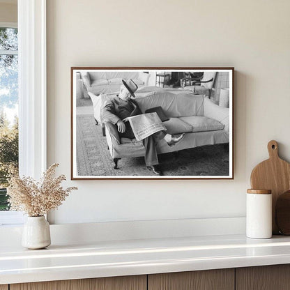 Man Sleeping in Hotel Lobby Taylor Texas November 1939