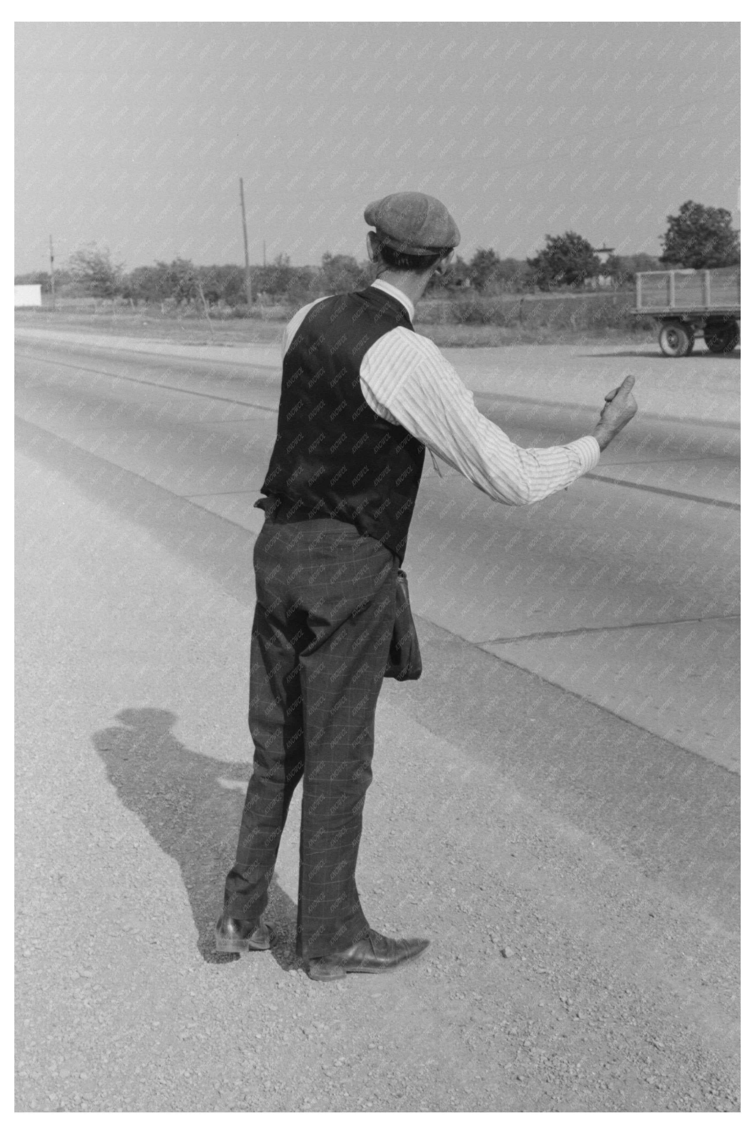 Hitchhiker at Waco City Limits November 1939