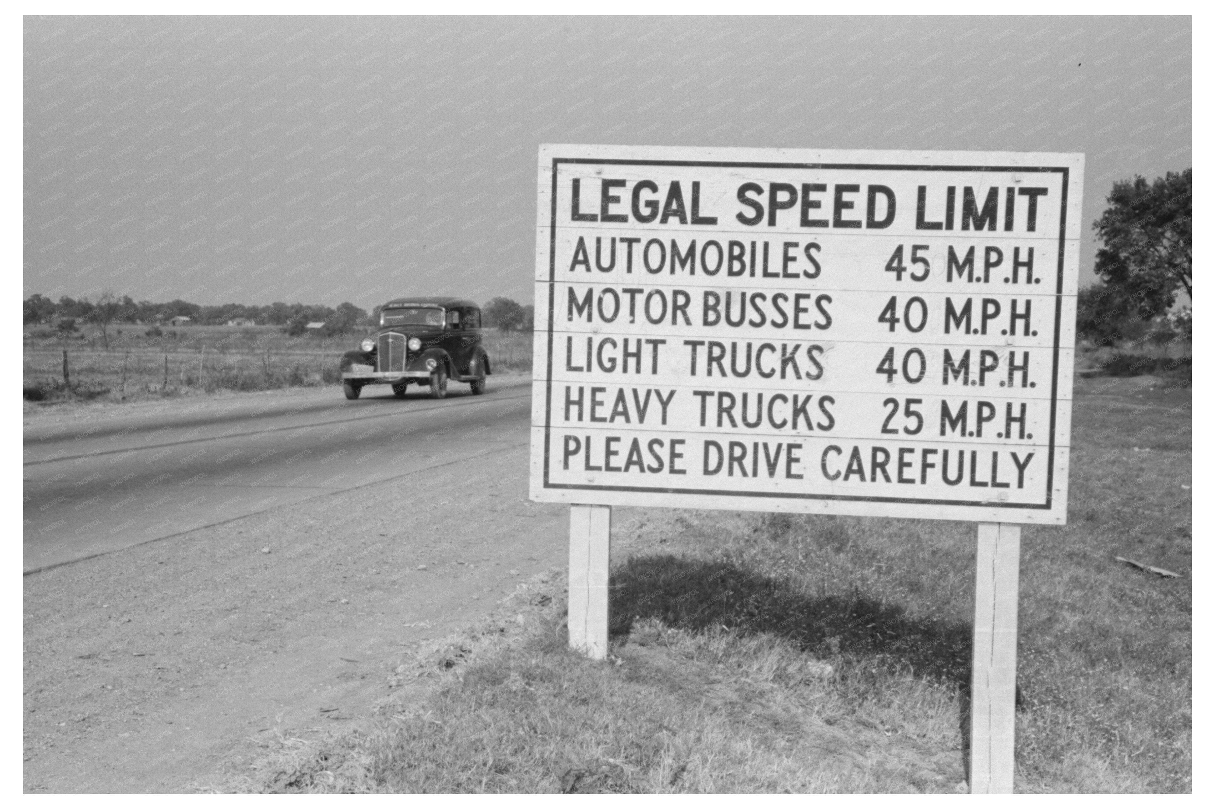 Waco Texas Highway Sign November 1939 Vintage Photo