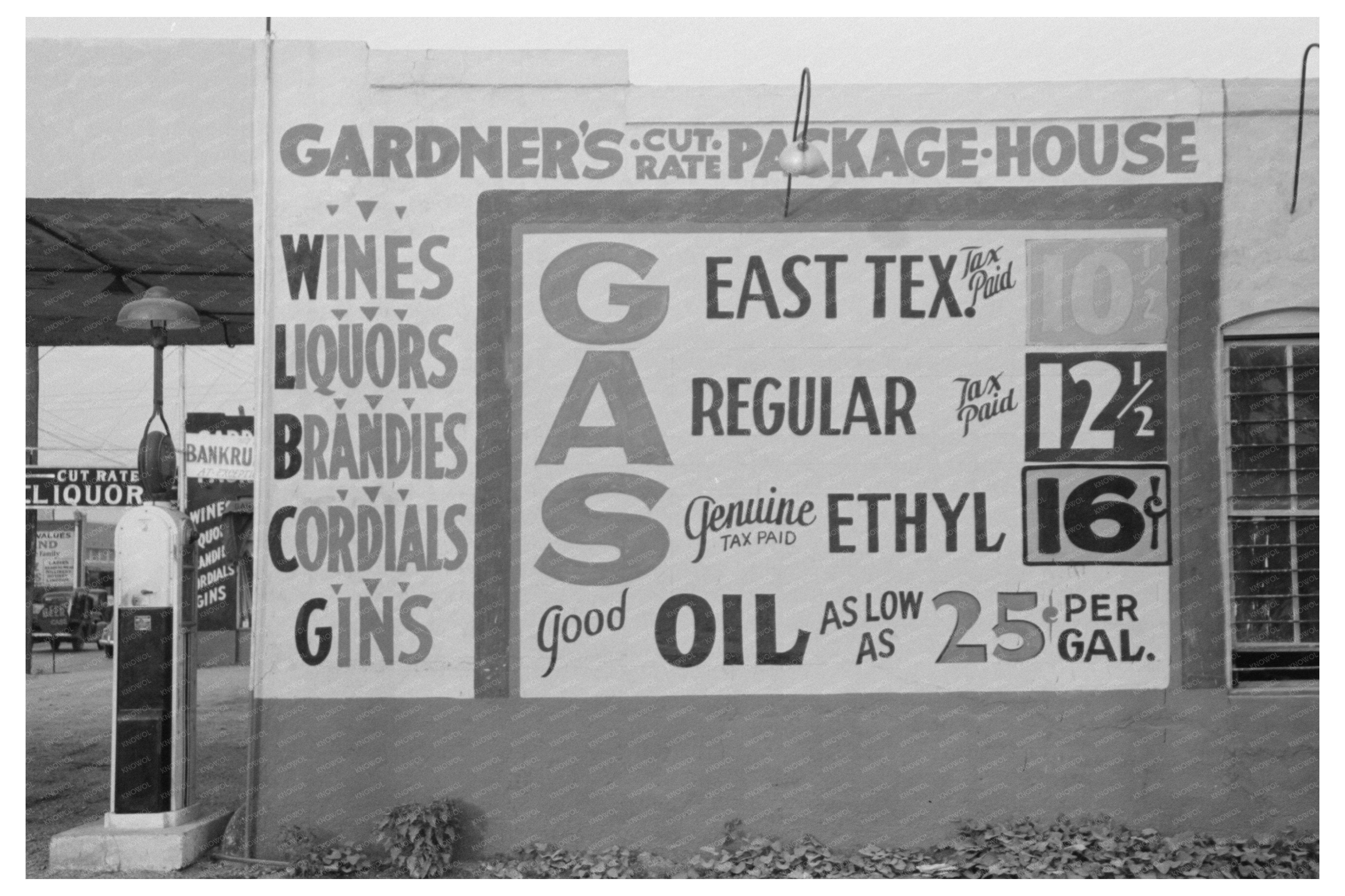 Vintage 1939 Waco Texas Filling Station Liquor Sign