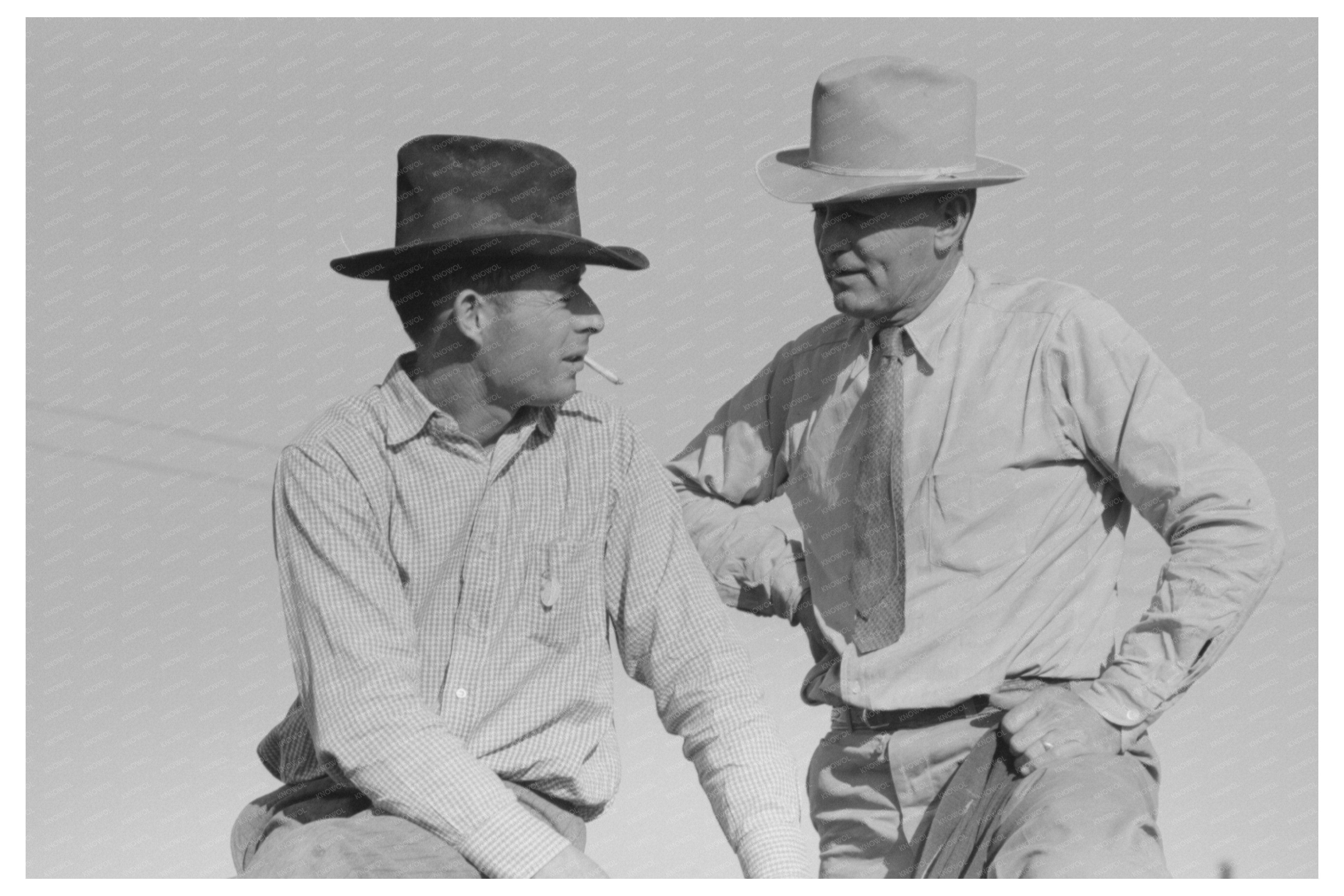 Vintage Stockmen on Fence San Angelo Texas 1939