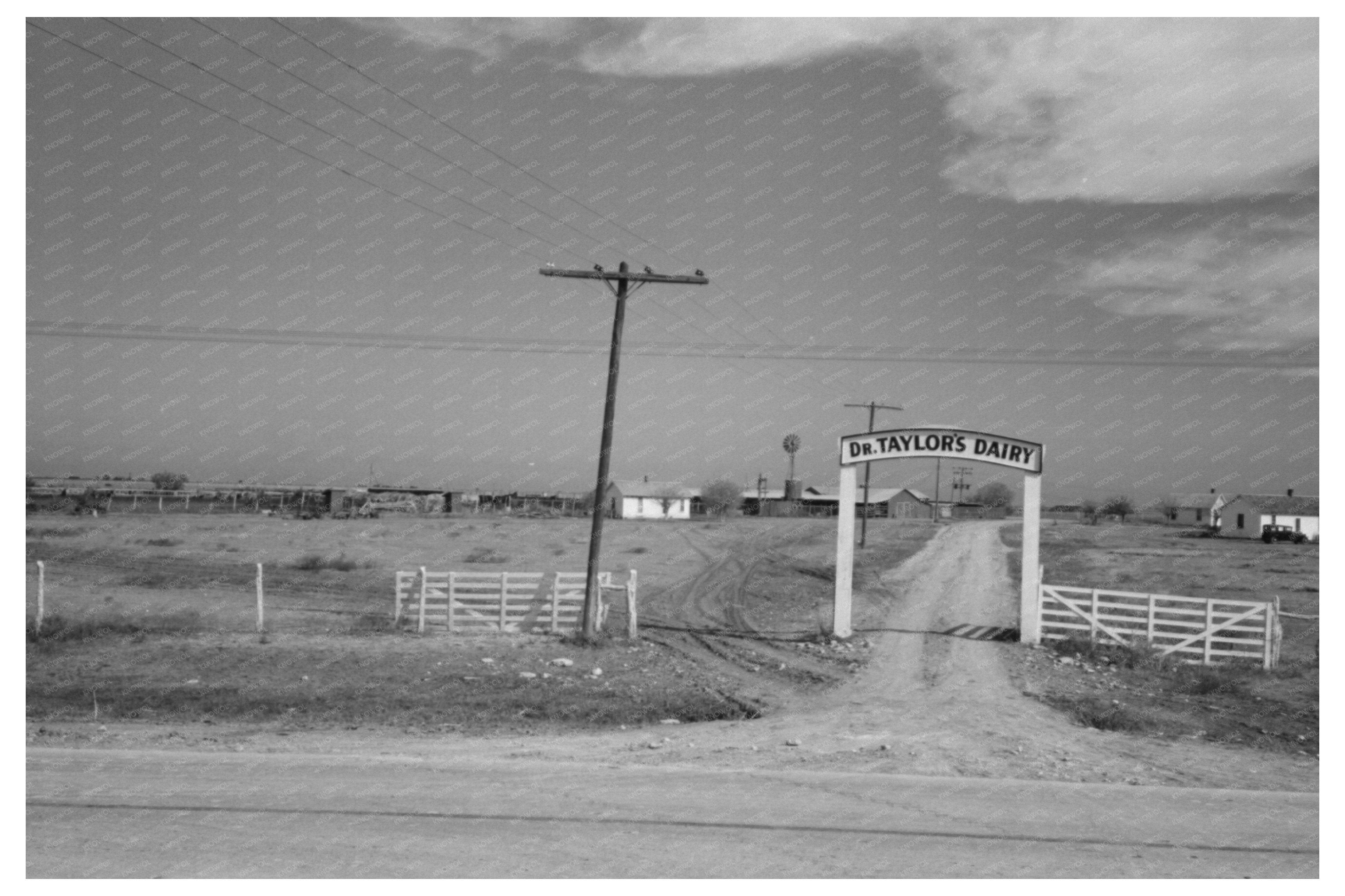 Dairy Entrance in Tom Green County Texas 1939