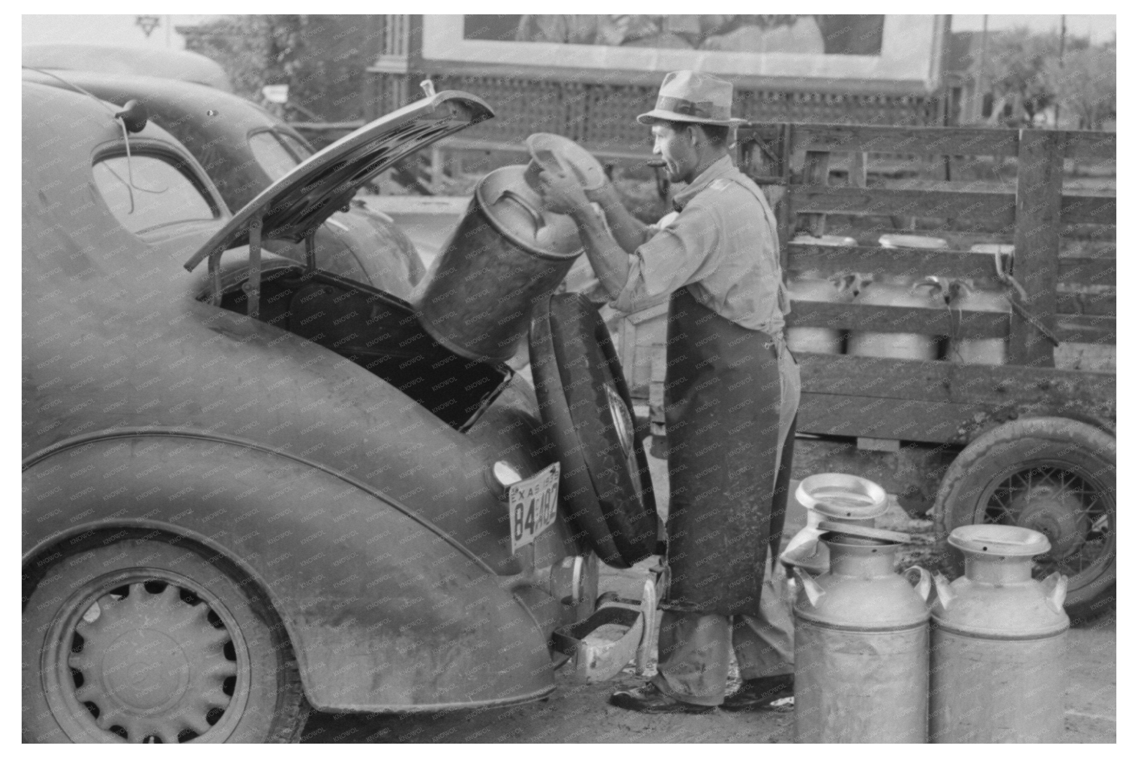 Milk Cans Loaded at San Angelo Creamery November 1939