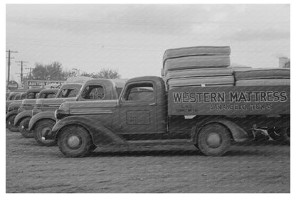 Trucks Loaded with Mattresses in San Angelo Texas 1939