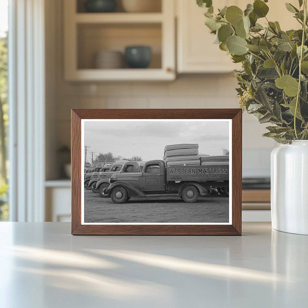 Trucks Loaded with Mattresses in San Angelo Texas 1939