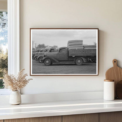 Trucks Loaded with Mattresses in San Angelo Texas 1939