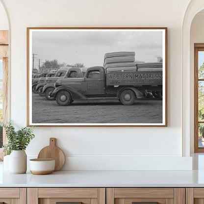 Trucks Loaded with Mattresses in San Angelo Texas 1939