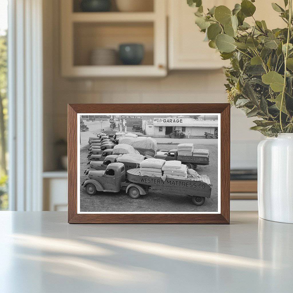 Trucks with Mattresses in San Angelo Texas 1939