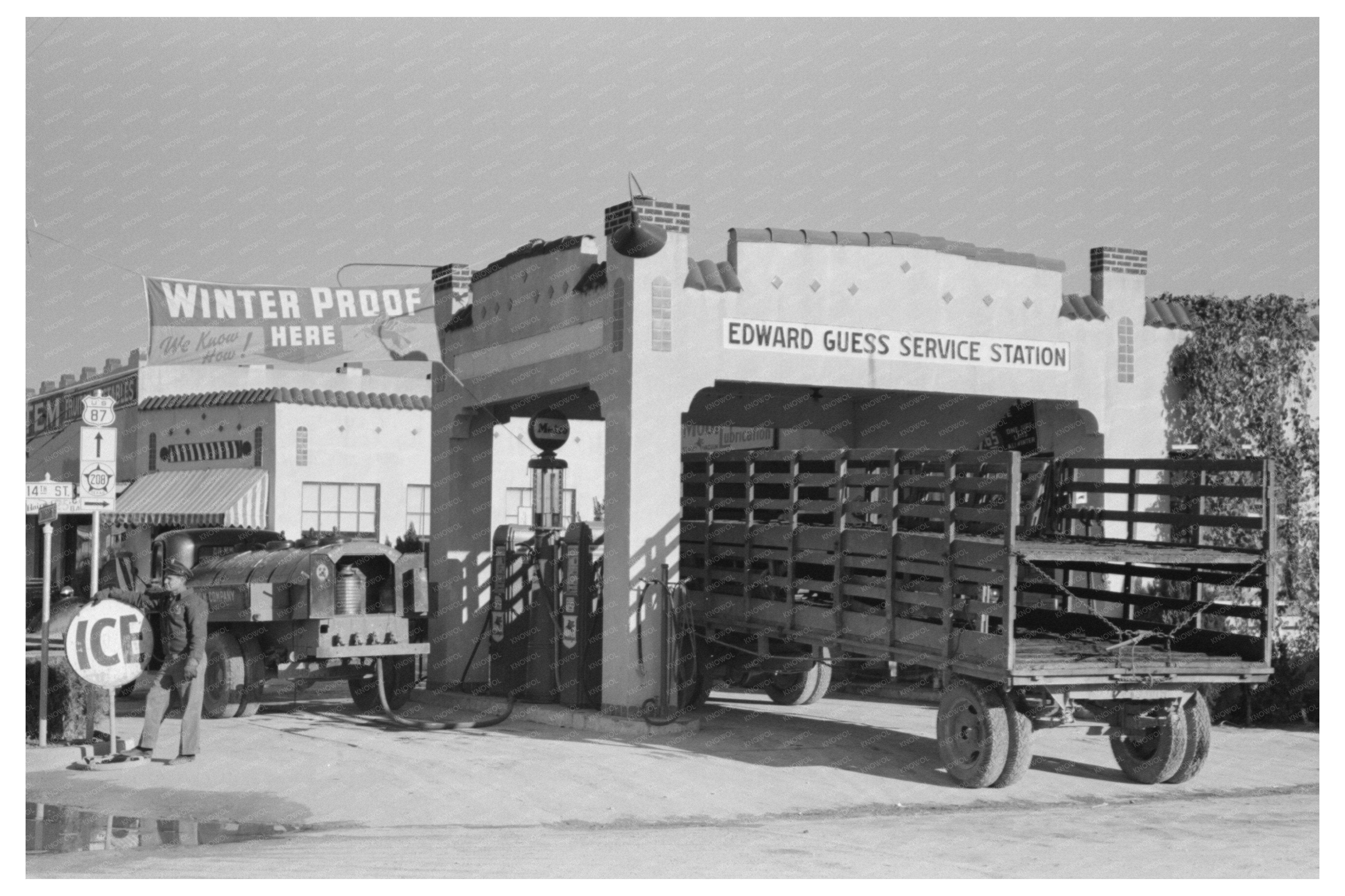 Gasoline Truck Driver Filling Tank San Angelo Texas 1939