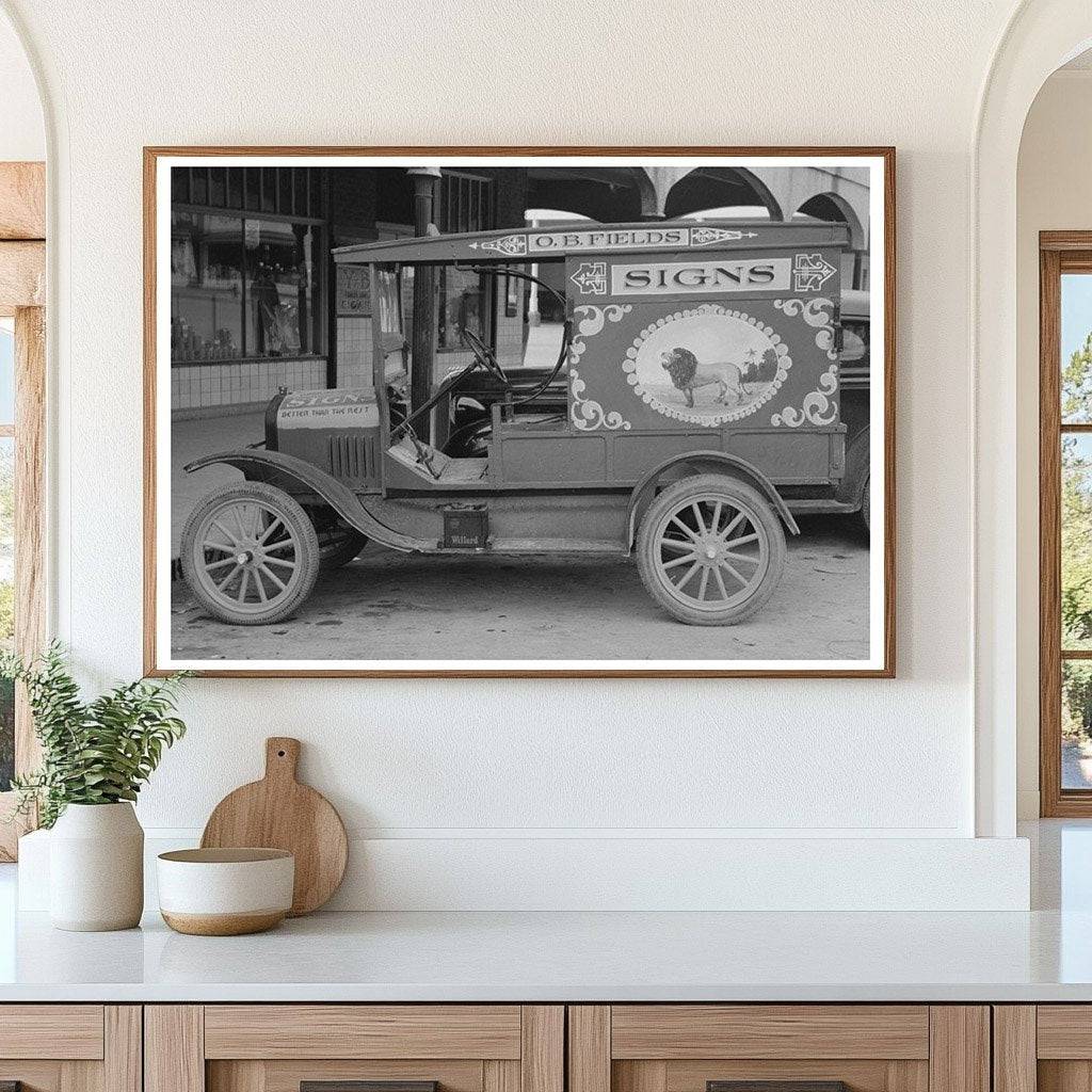 Vintage Truck of Sign Painter in San Angelo 1939