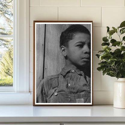 1944 Young Boy Eating Black Walnuts in Oklahoma Farm