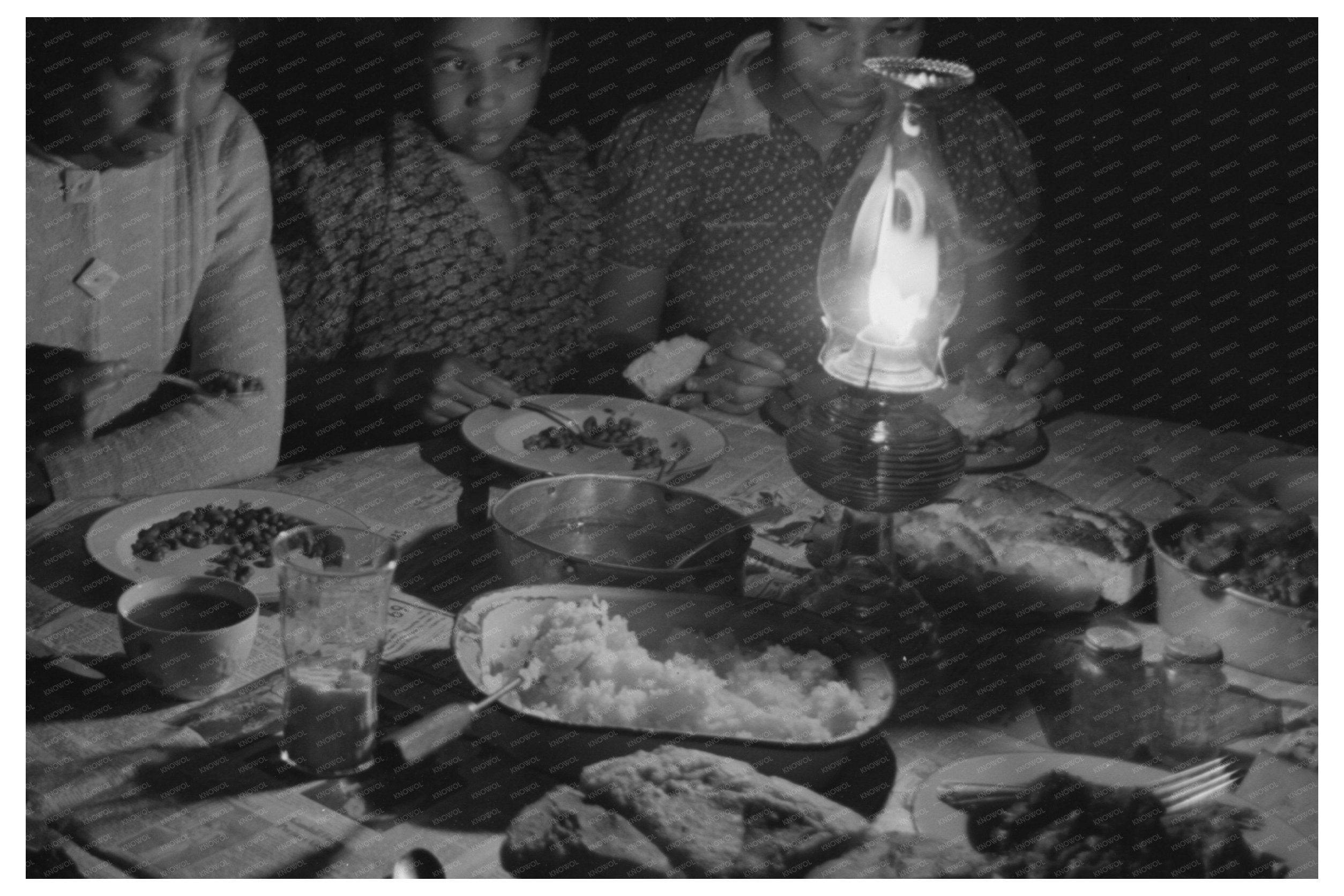 Pomp Halls Family Supper by Lamplight Oklahoma 1940