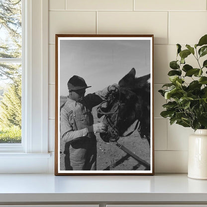 African American Child Unharnessing Mule Farm Oklahoma 1944