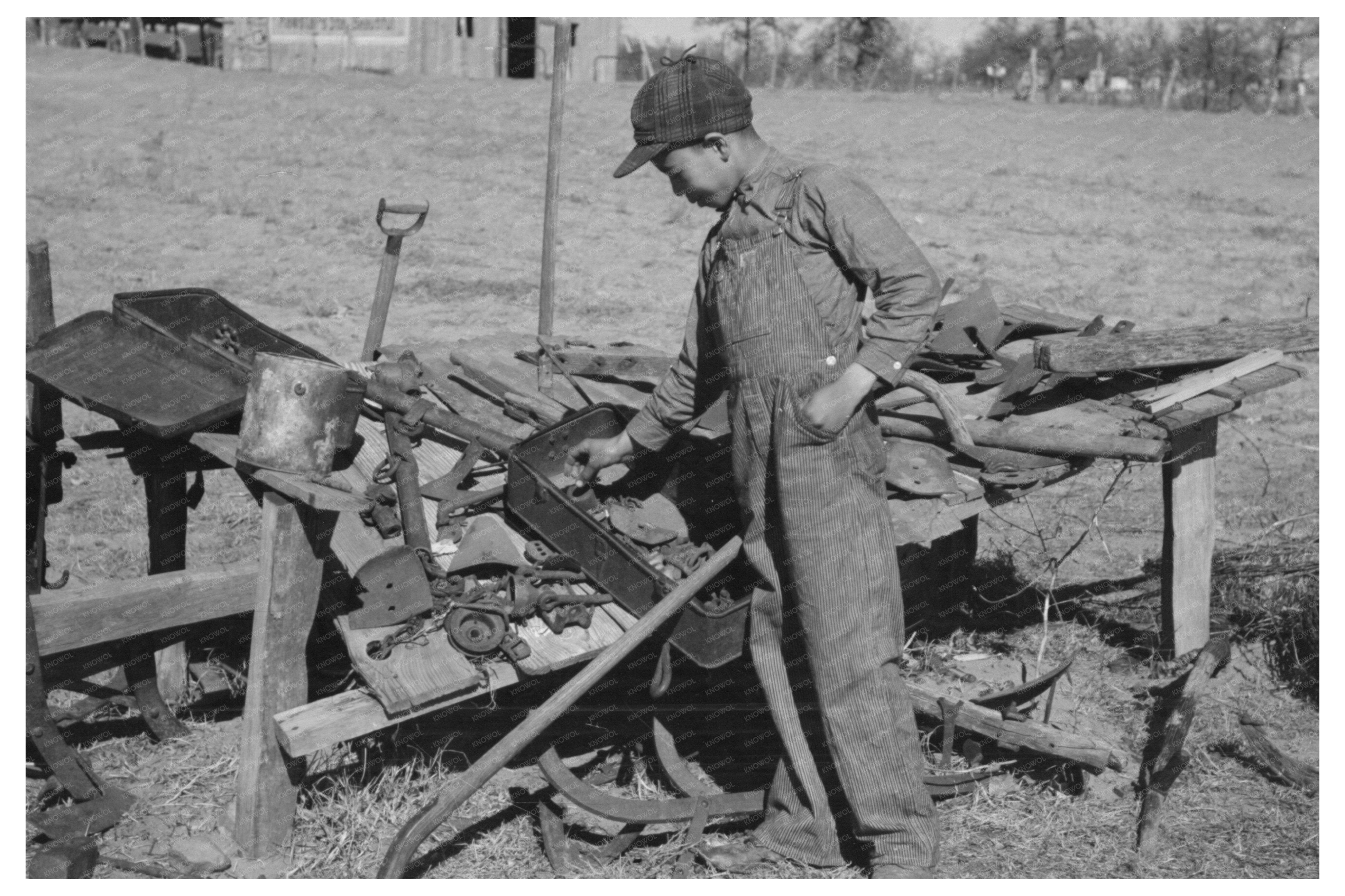 Young Boy Eating Black Walnuts Oklahoma February 1940