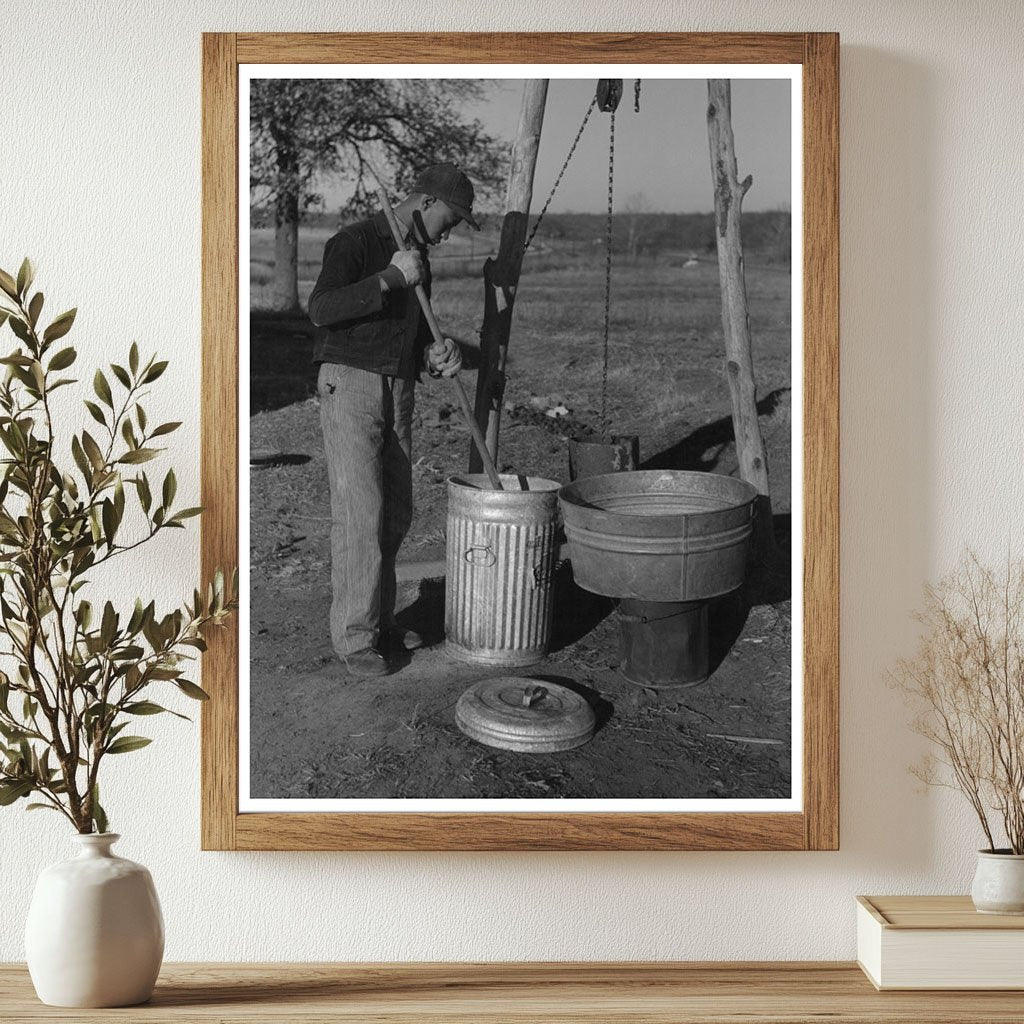 Young Boy Feeding Hogs in Creek County Oklahoma 1944