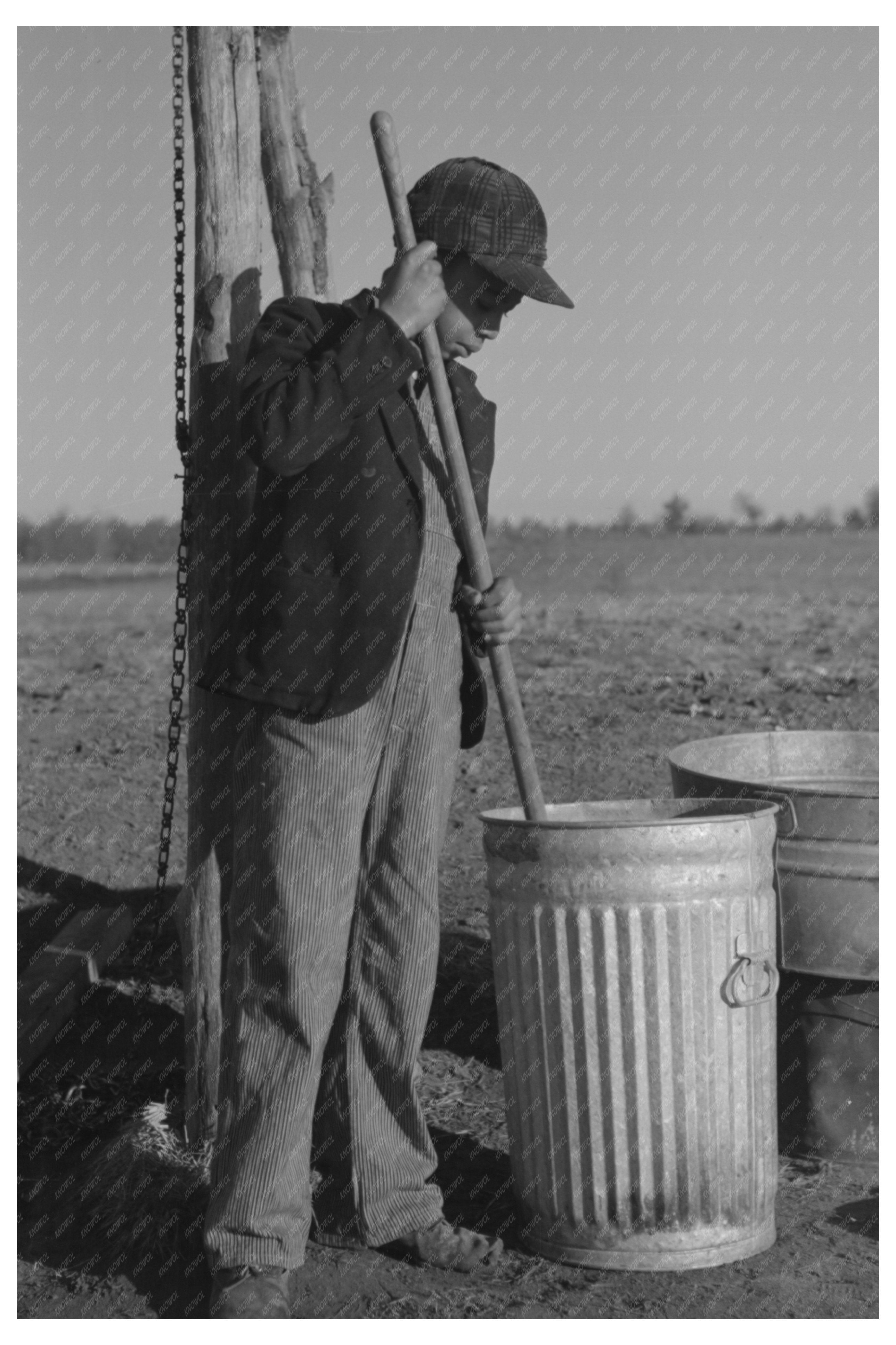 Farm Child Preparing Animal Feed in Creek County 1940