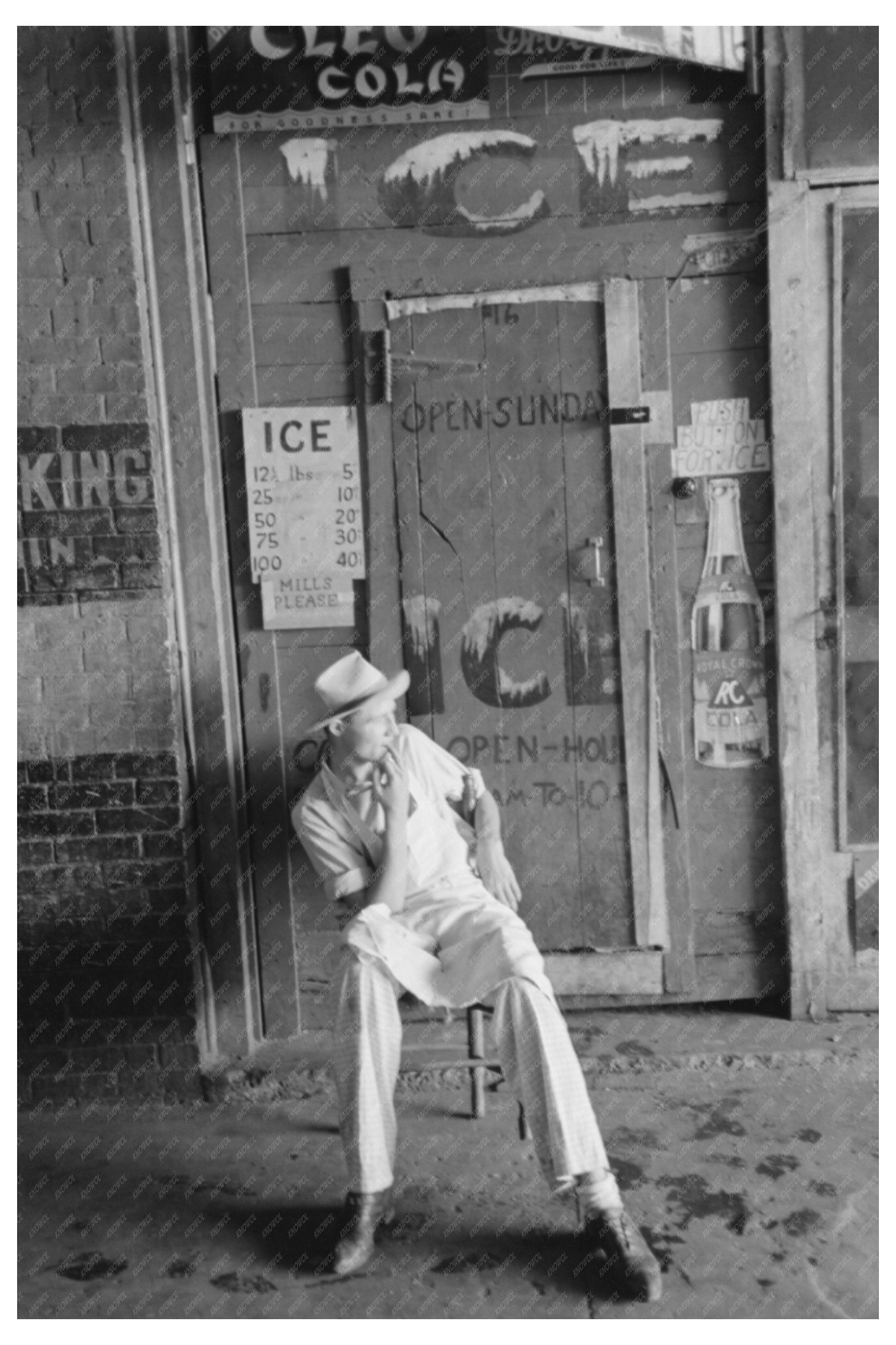 Icehouse in Muskogee Oklahoma June 1939 Vintage Photograph