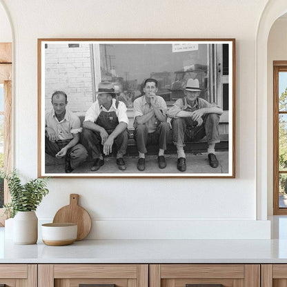 Men Seated on Sidewalk in Muskogee Oklahoma 1939