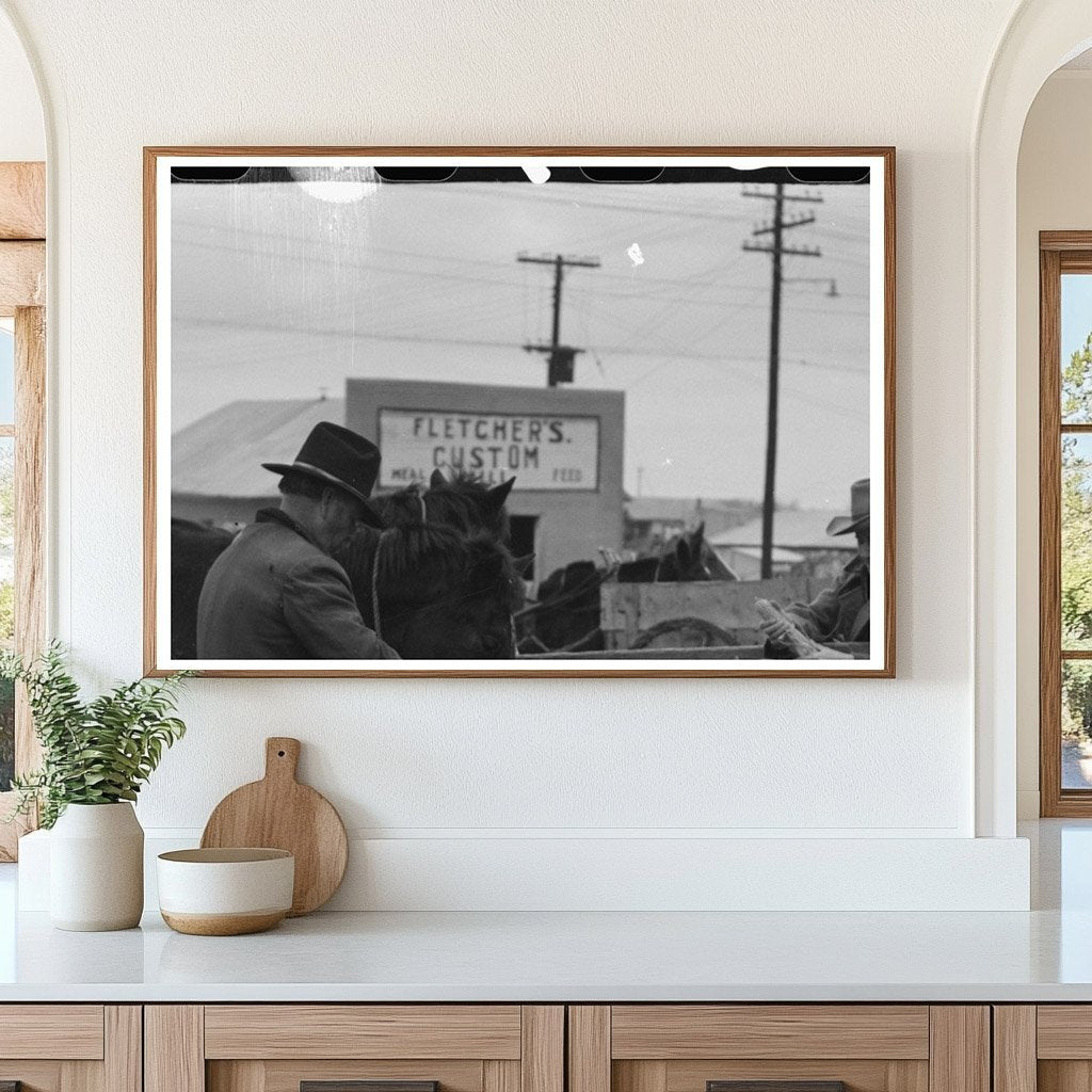 Eufaula Oklahoma Farmers with Wagons February 1940